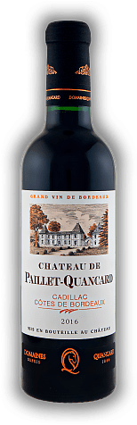 Chateau de Paillet-Quancard, Cadillac Cotes de Bordeaux, Cheval Quancard, AC, 0,375 Liter, 2016, Bordeaux rouge  Chateau de Paillet-Quancard, Cadillac Cotes de Bordeaux, Cheval Quancard, AC, 0,375 Liter, 2016, Bordeaux rouge  Komplexes Bouquet, elega
