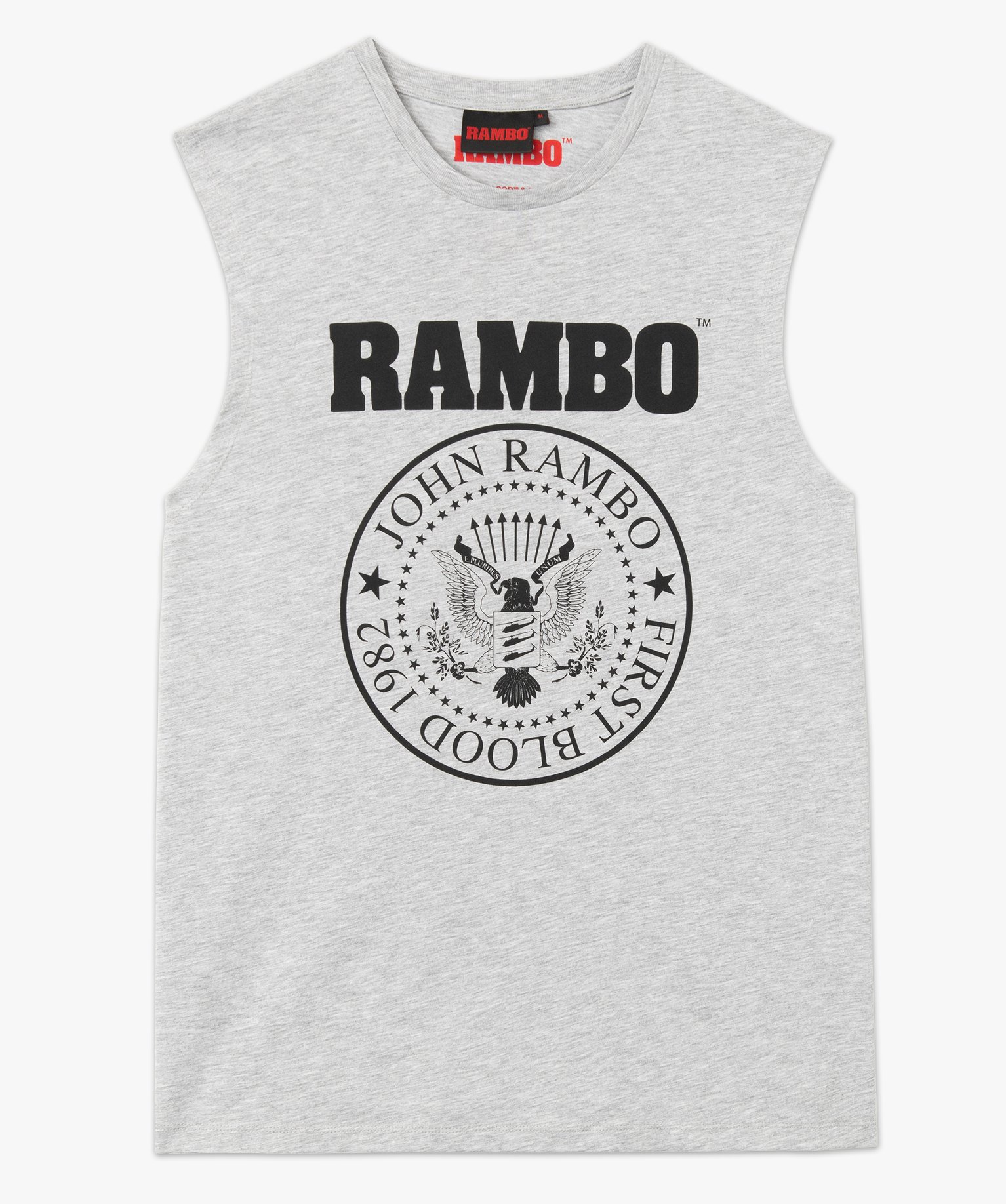 Tee-shirt homme sans manches imprimé - Rambo gris clair | GEMO