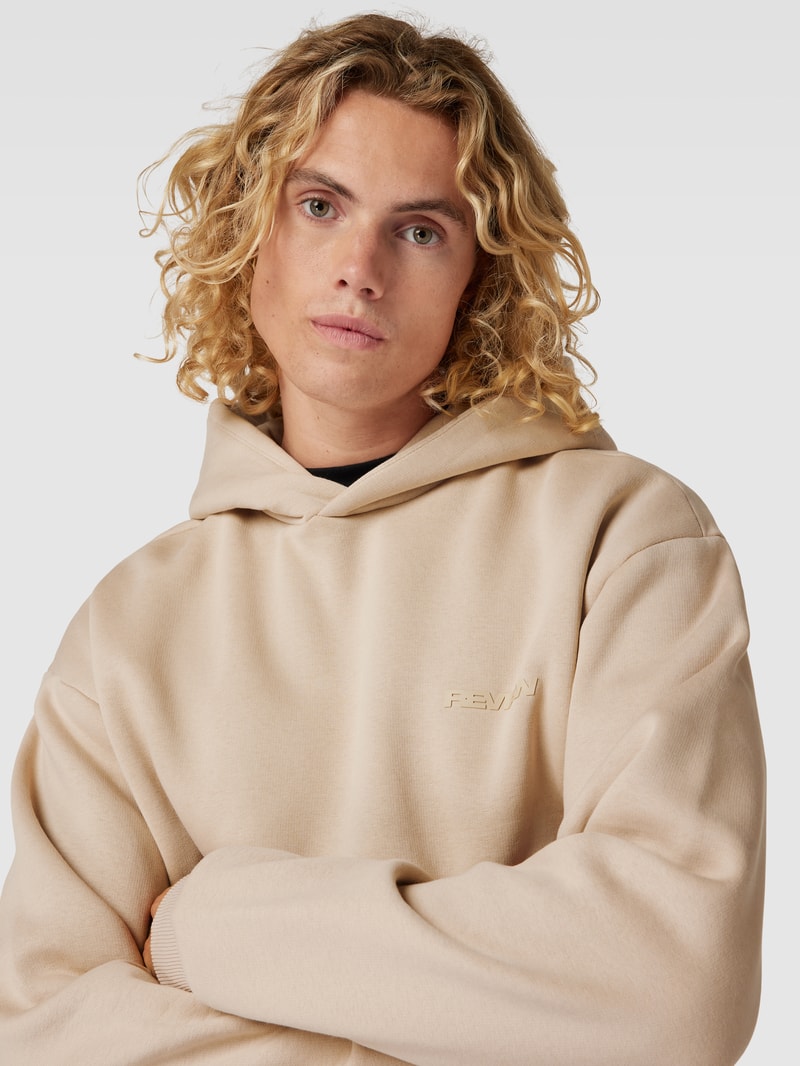 Hoodie mit Label-Print in taupe