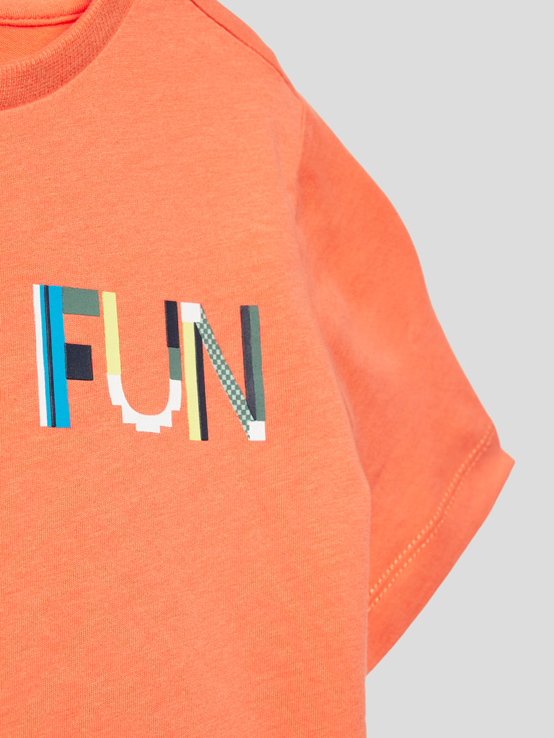 T-Shirt aus Baumwolle mit Statement-Print in orange