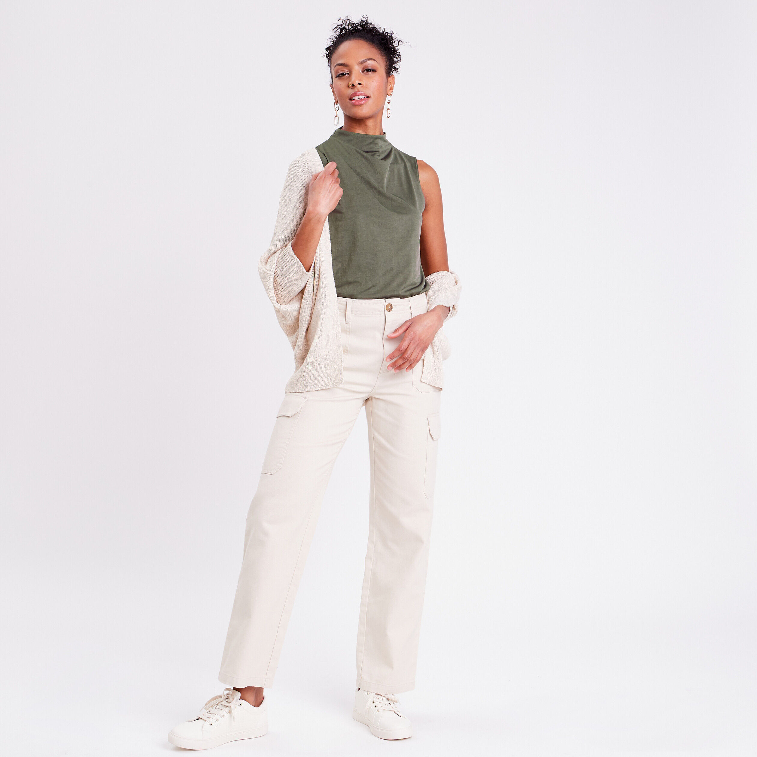 Gilet manches papillons ecru femme | Cache Cache