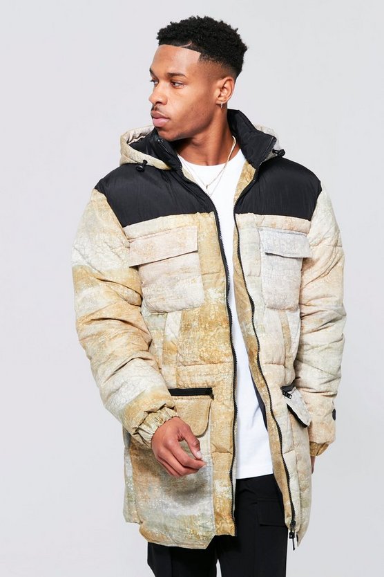 Gepolsterter Camouflage-Parka mit Utility-Tasche