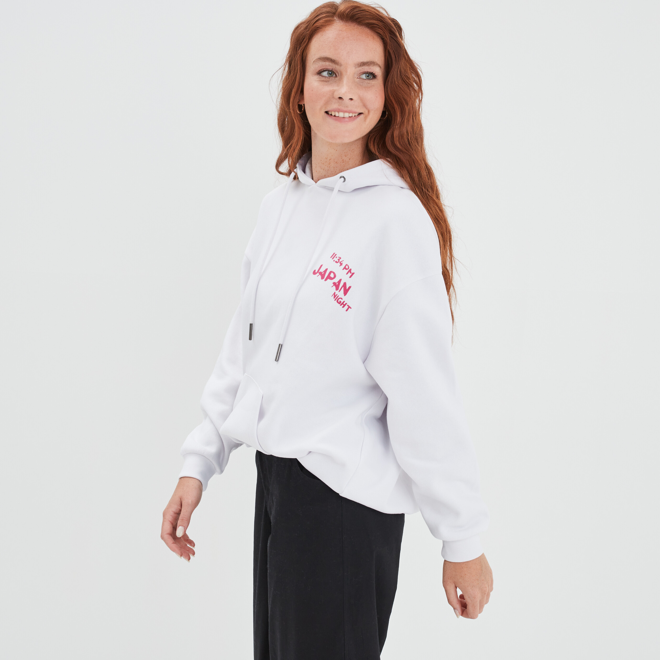 Sweat à capuche hoodie oversize blanc femme | La Halle