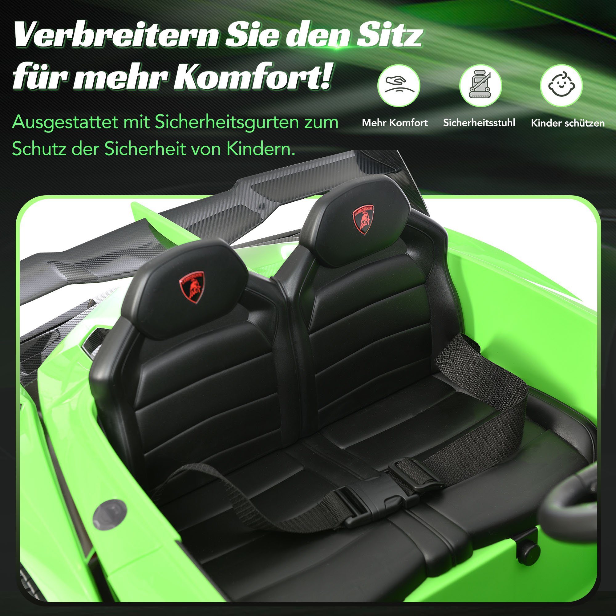 REDOM electric children's car LAMBORGHINI VENENO 2 motors, Bluetooth, double doors, 3 speeds, MP3 music, suitable for children aged 3 and over