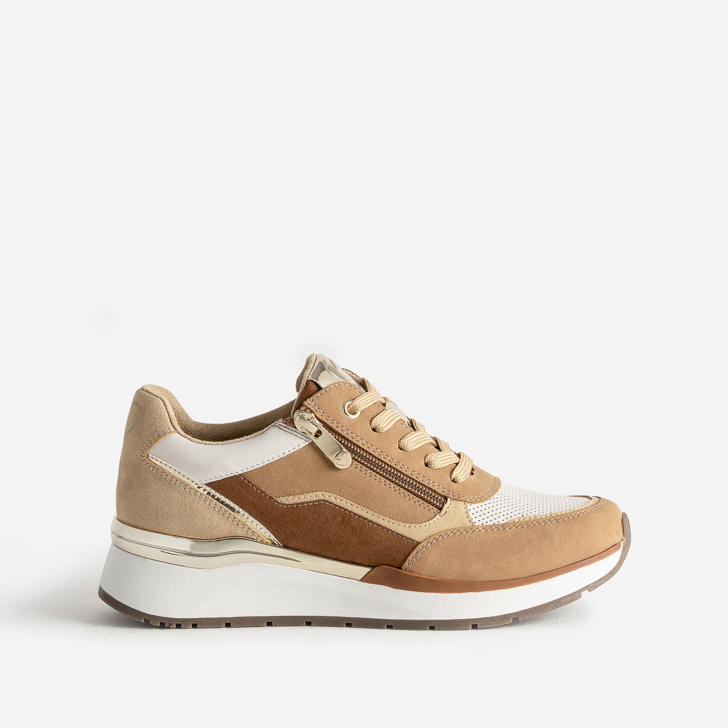 Tennis MARCO TOZZI camel, beige et blanc