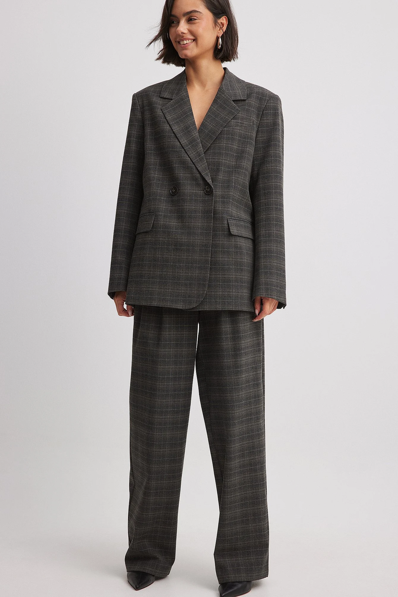 Doppelreihiger, karierter Oversize-Blazer