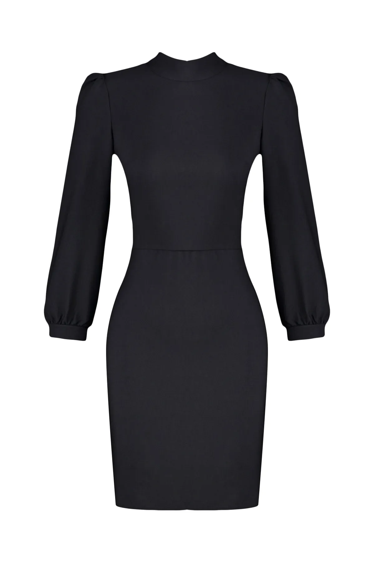 Trendyol Collection  Schwarzes Mini-Webkleid mit hohem Kragen TWOAW20EL1691