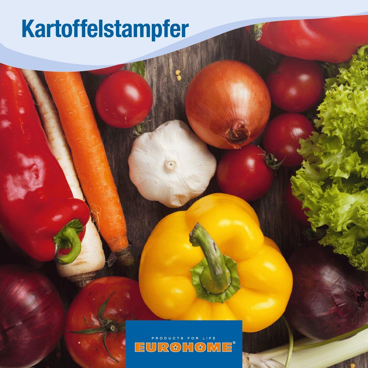 EUROHOME Kartoffelstampfer Kartoffelpresse mit ergonomischem Kunststoffgriff, Edelstahl, Kartoffelstampfer Weiß - Ausklappbar Edelstahl
