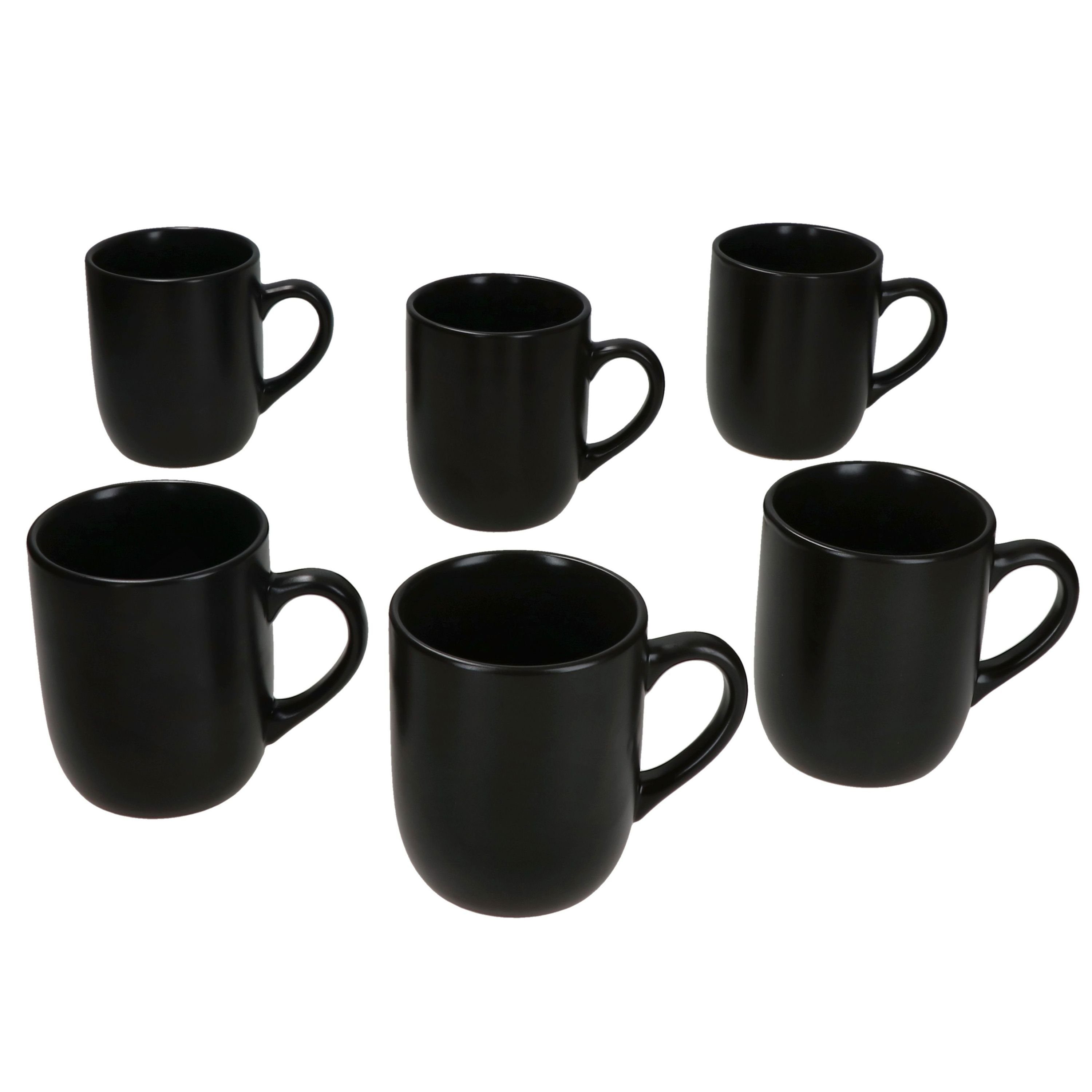 MamboCat Becher 6x Panther Kaffeebecher 340ml H10,3cm schwarz Steingut-Tassen, Steingut