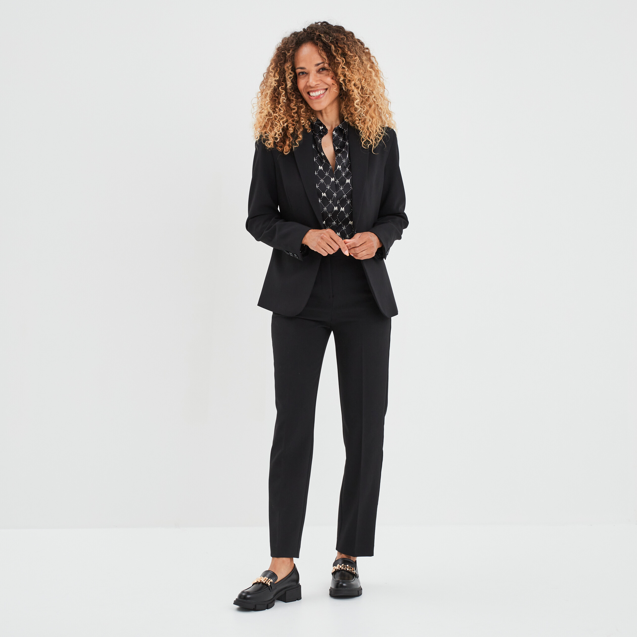 Chemise satin manches longues Mosquitos noir femme | La Halle