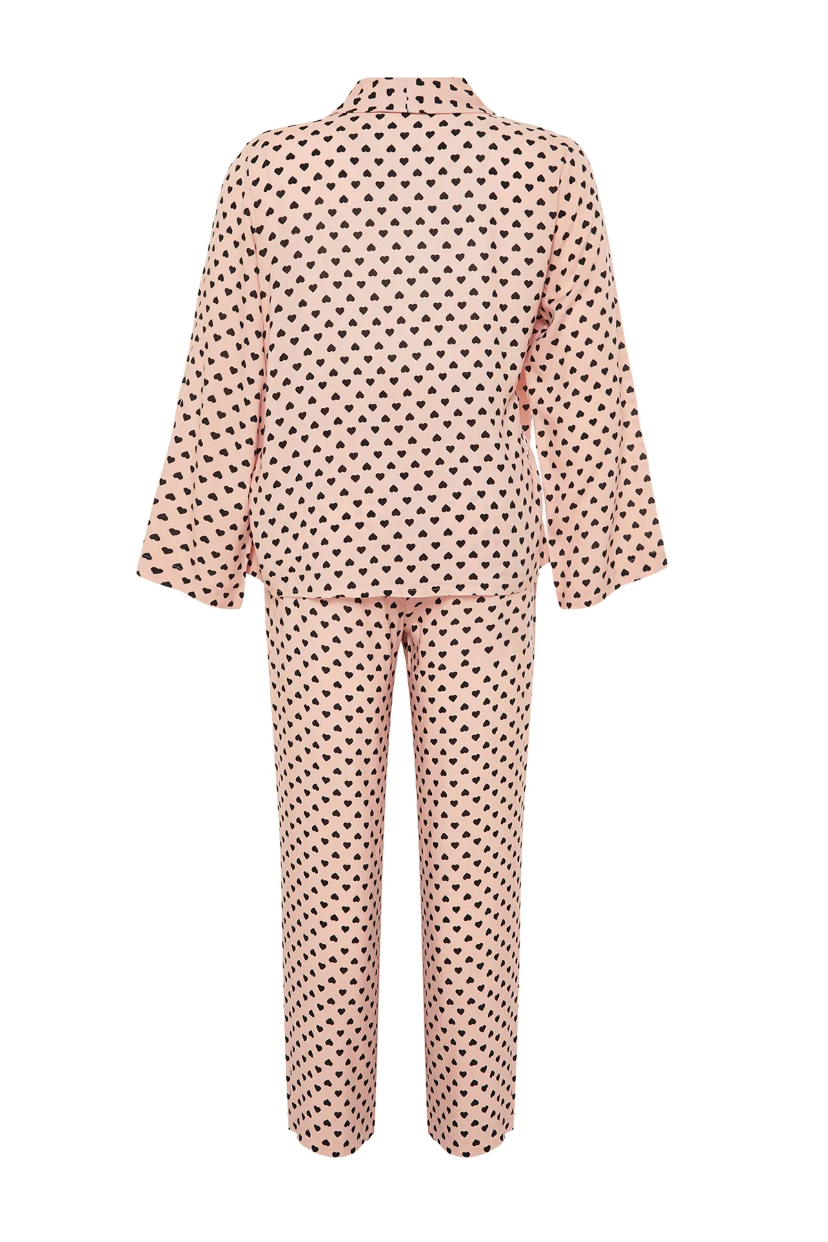 Trendyol Curve  Zweireihiges, gewebtes Pyjama-Set mit Polka Dot-Muster und zweireihigem Kragen TBBAW24AI00027