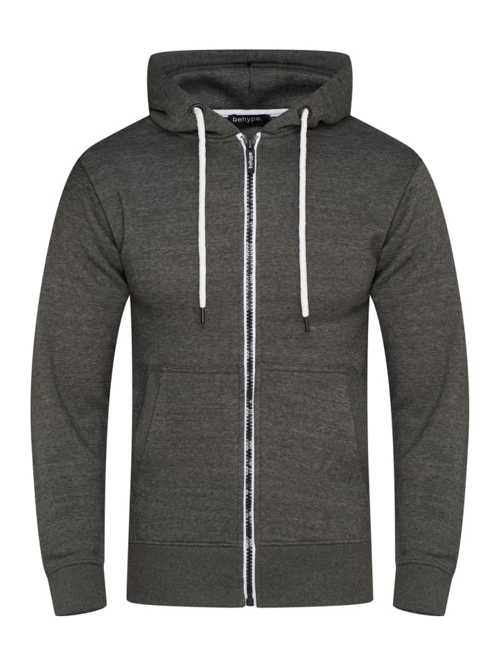 behype Sweatjacke - BHSADAO Hoodie Weicher Kapuzenpullover Sweatshirt in Dunkelgrau günstig kaufen