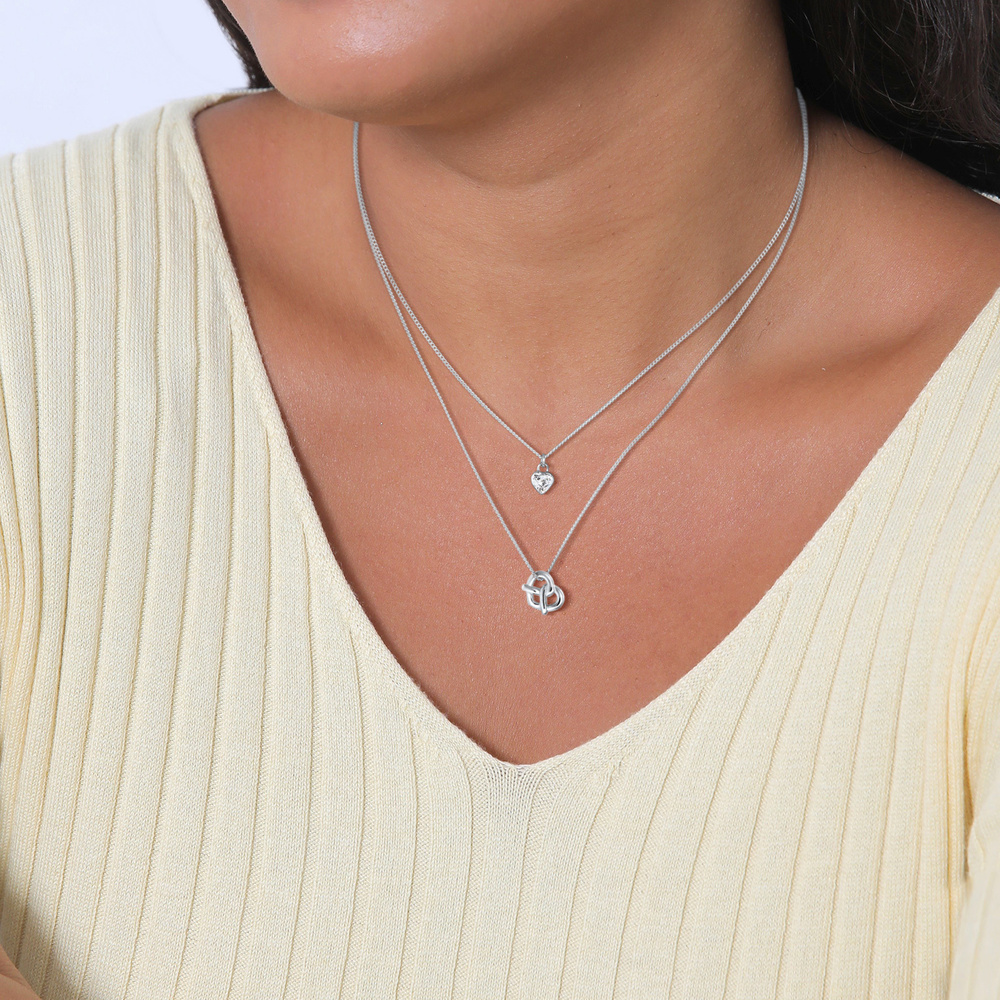 Elli Elli Collier Femmes couches cœur bretzel pendentif costumes avec zircon en argent collier