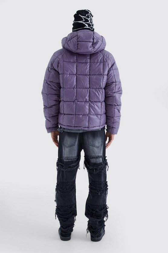 Kastige Steppjacke mit Kapuze