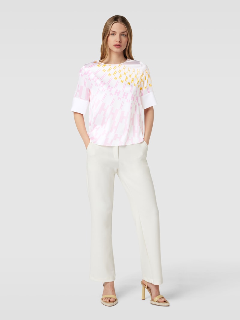 Blusenshirt mit Tunikakragen in rosa