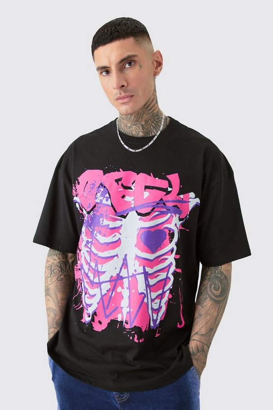 Tall schwarzes Official T-Shirt mit Skelett-Print