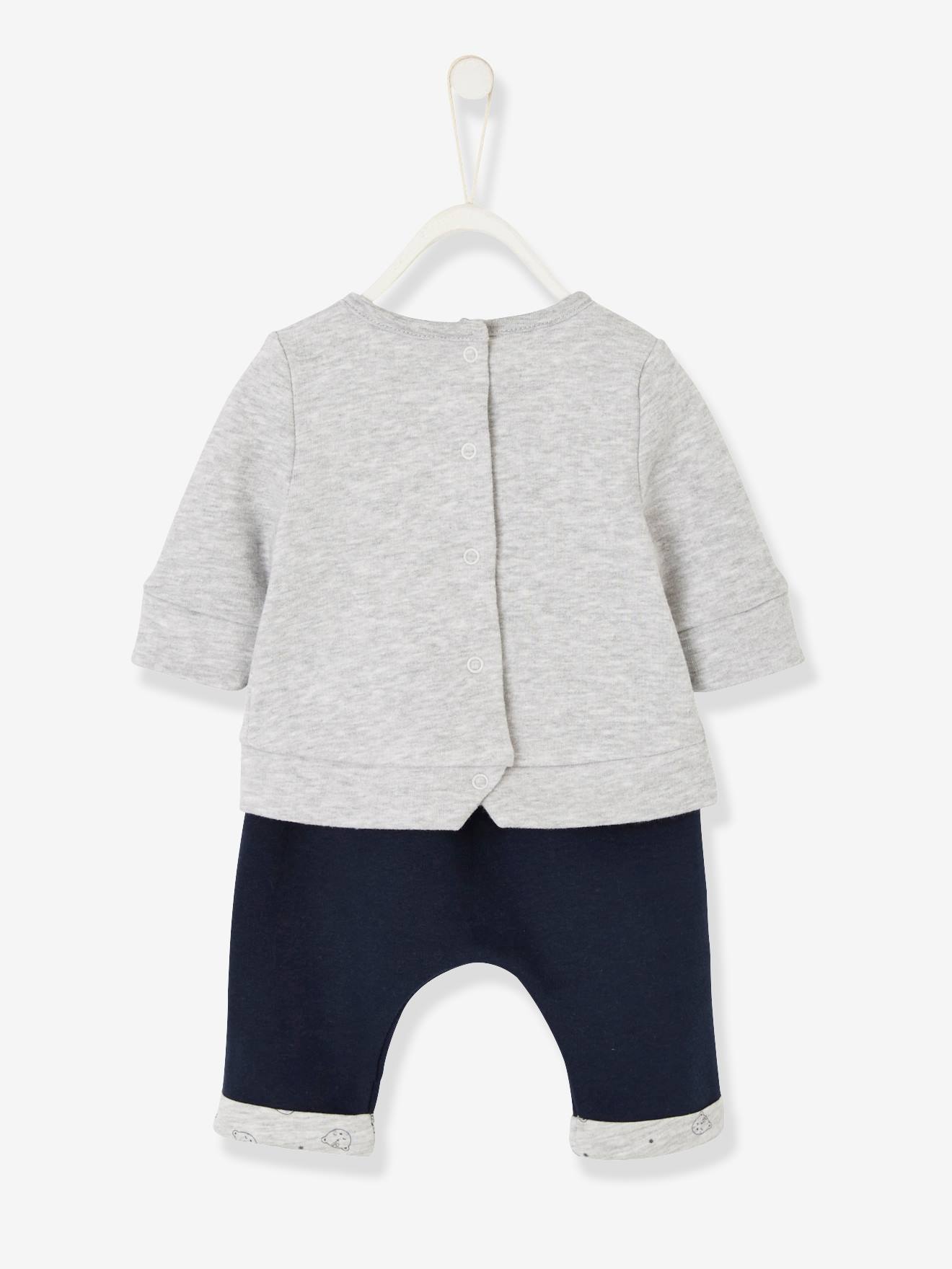 Ensemble bébé naissance sweat frimousse + pantalon personnalisable encre