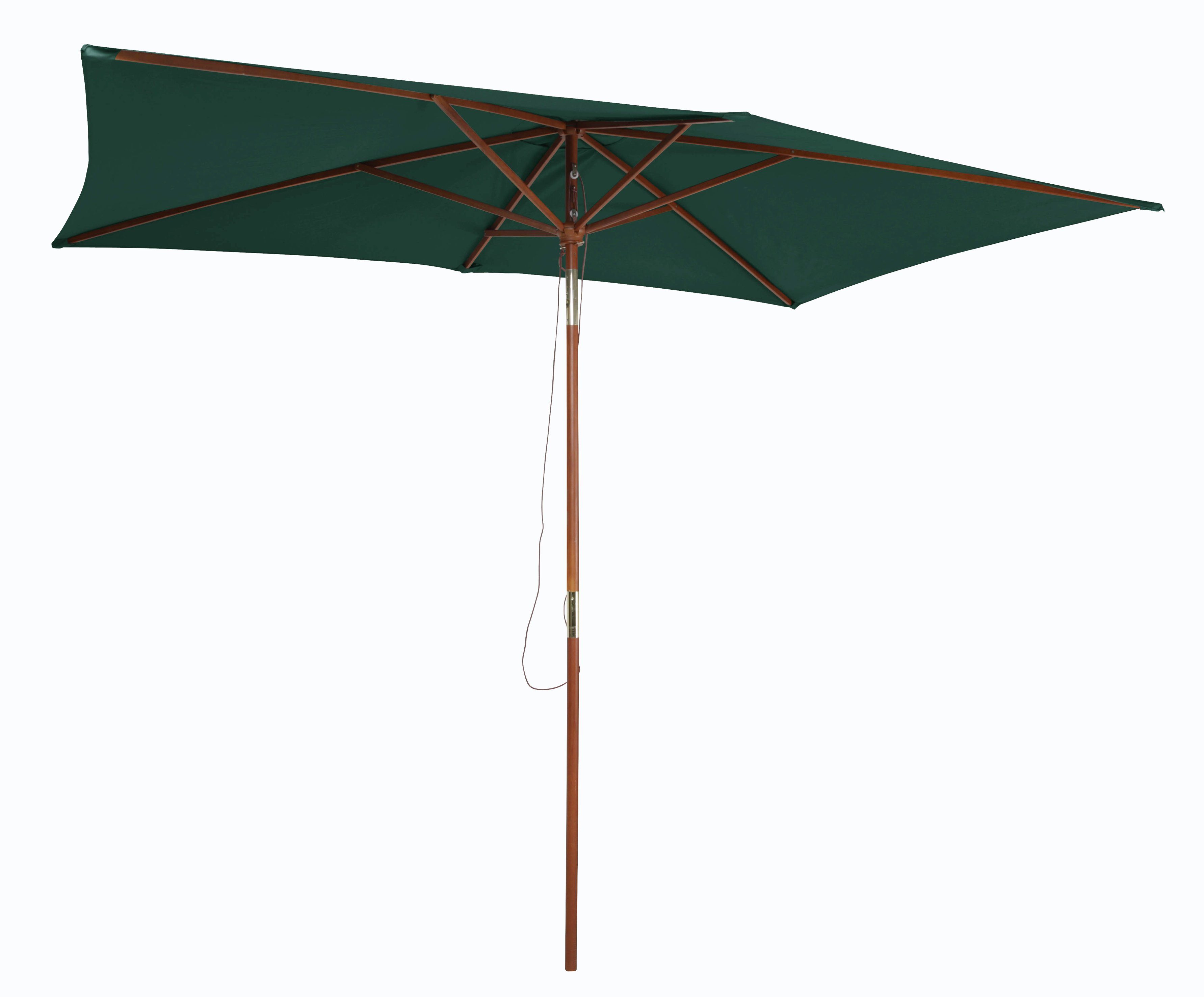 Pure Home & Garden Sonnenschirm Timber taupe grün 2x3 m Holz Gartenschirm Balkonschirm, LxB: 300,00x200,00 cm, abknickbar, kippbar, wasserabweisend, mit Seilzug
