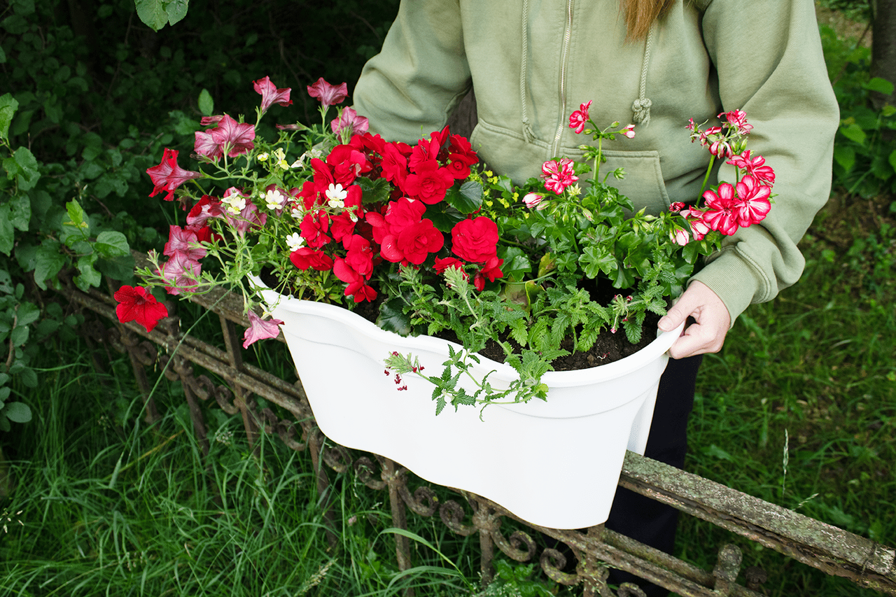 KHW KHW Geländerblumentopf Flowerclip XL, 2er Set, weiß