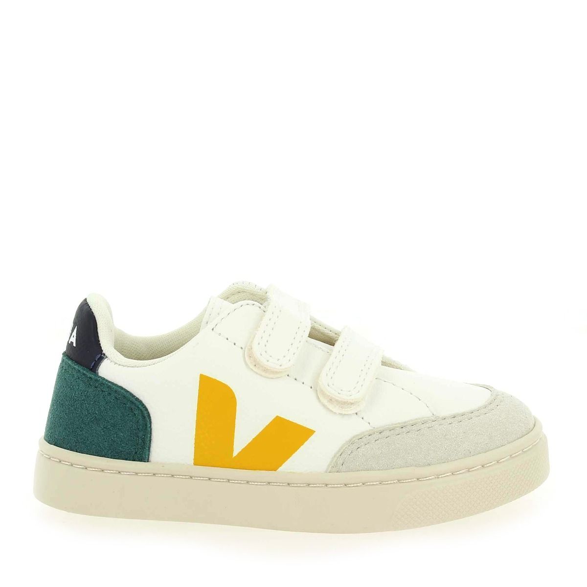 Veja  SMALL V12 VELCRO - blanc jaune