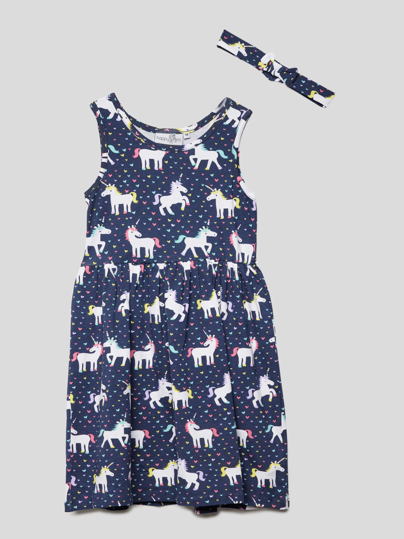 Kleid mit Allover-Muster in marineblau