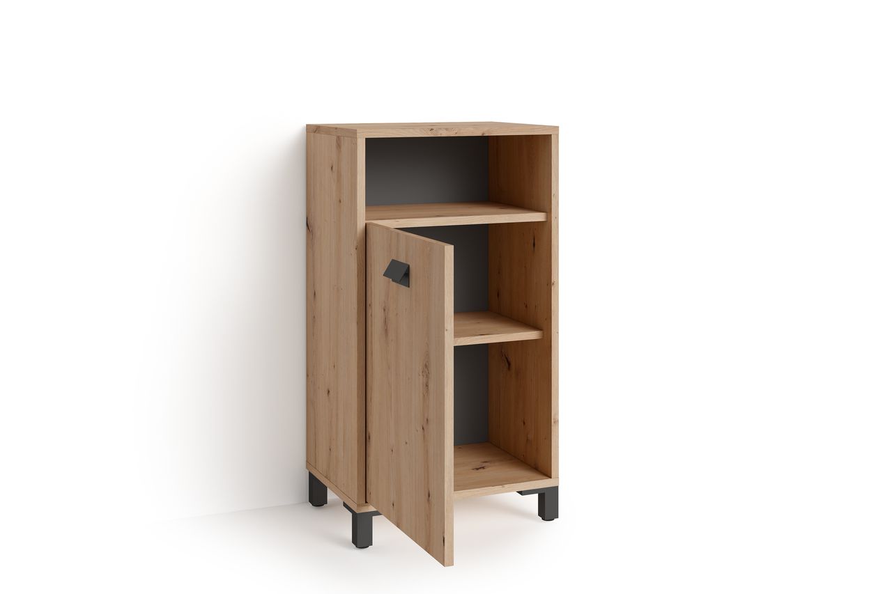 byLiving WELLNESS Seitenschrank, Breite 42 cm, Eiche-Optik, Alu/Kunststoff schwarz
