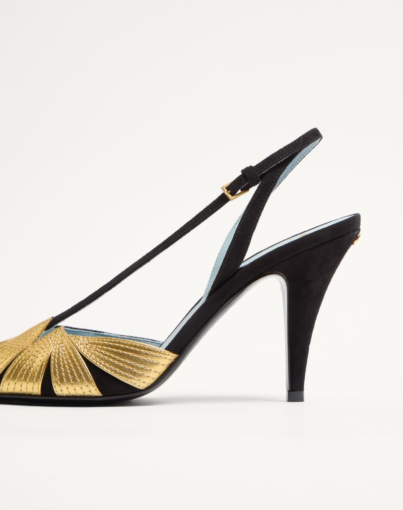 Sapato de salto slingback Foliefoliage em camurça, 90 mm.
