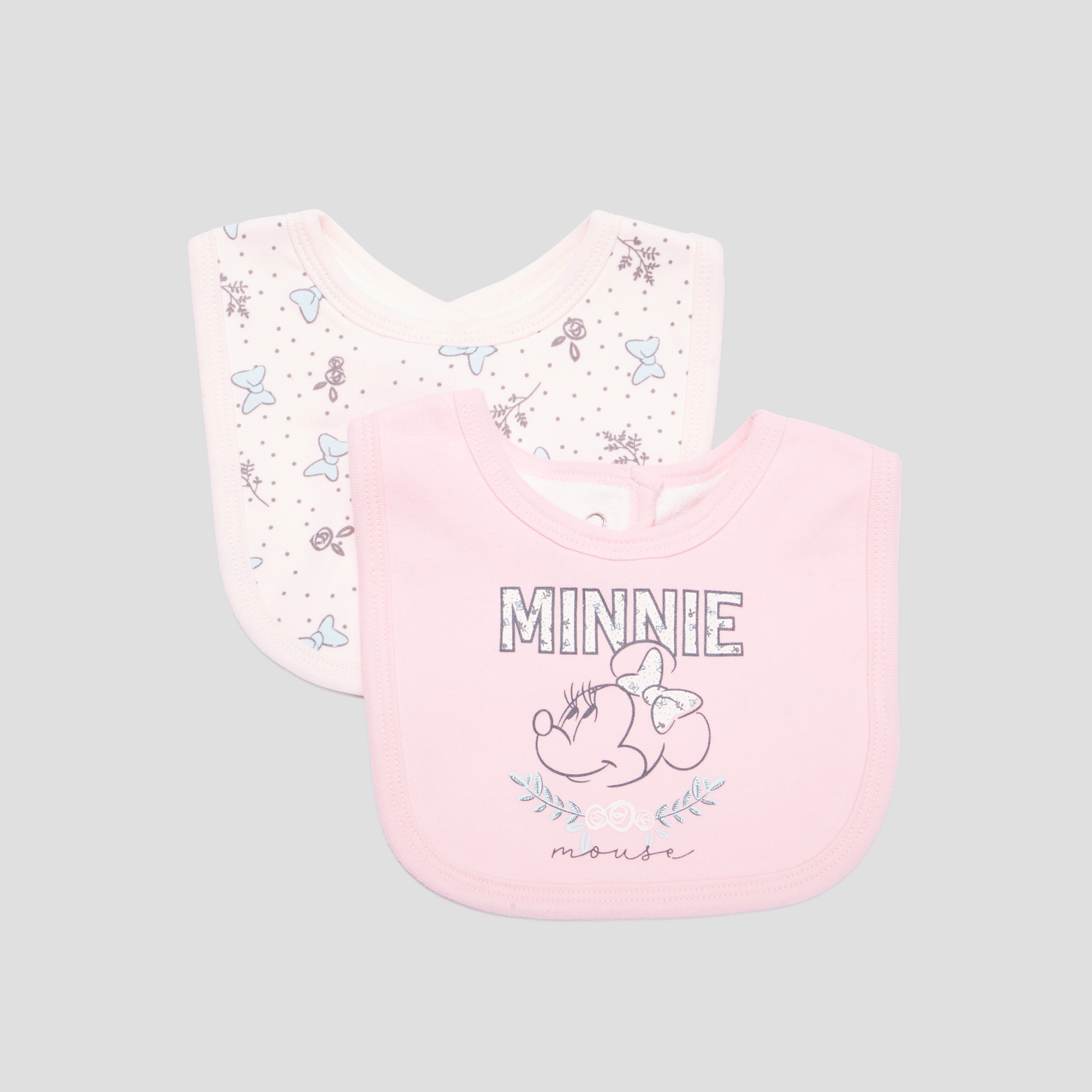 Lot 2 bavoirs coton Minnie rose clair bébé fille | La Halle