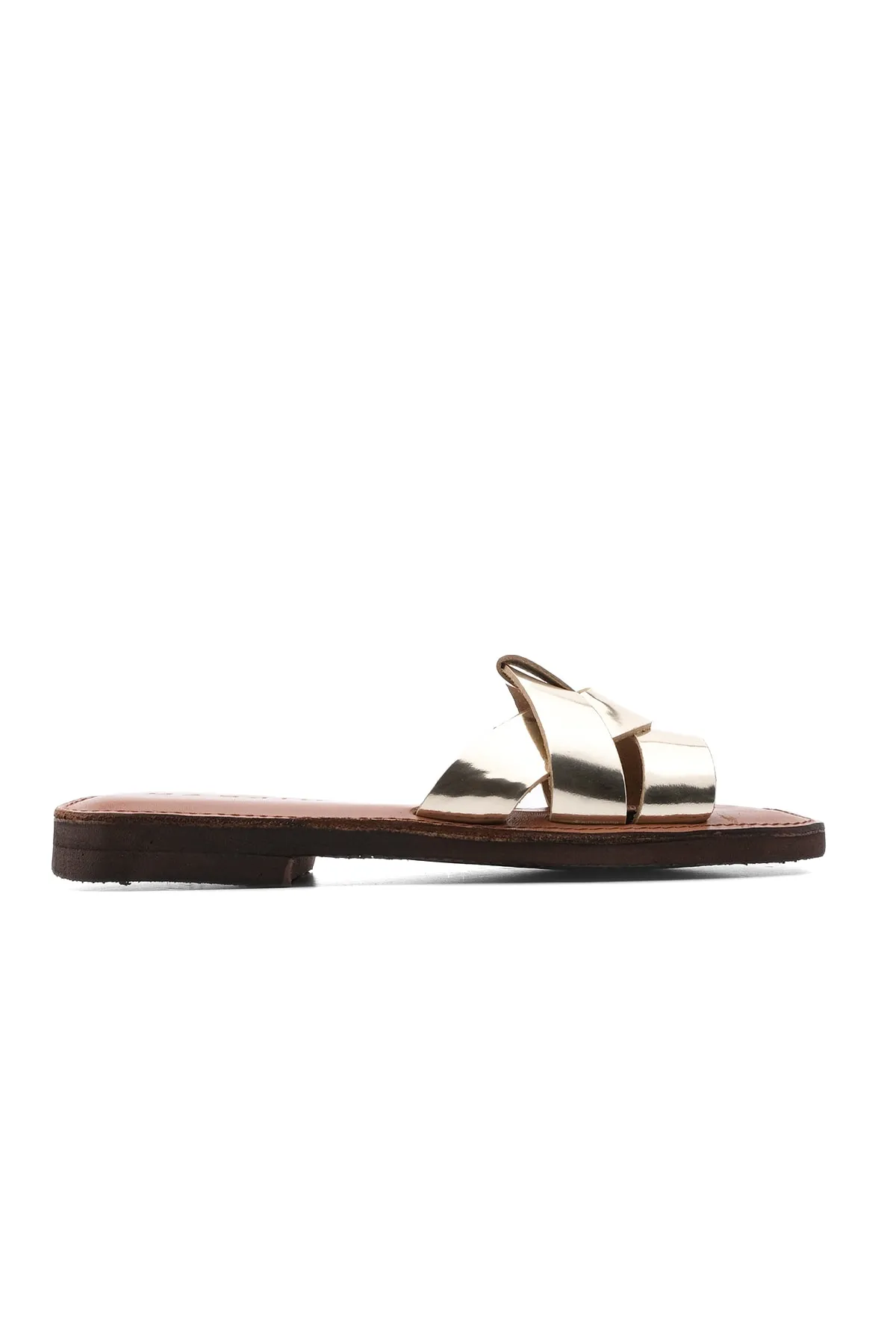 Marjin  Damen Hausschuhe aus echtem Leder mit Eva-Sohle, Vosle Gold