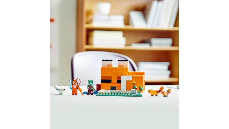 LEGO Minecraft 21178 Die Fuchs-Lodge, Spielzeug ab 8 Jahren mit Figuren