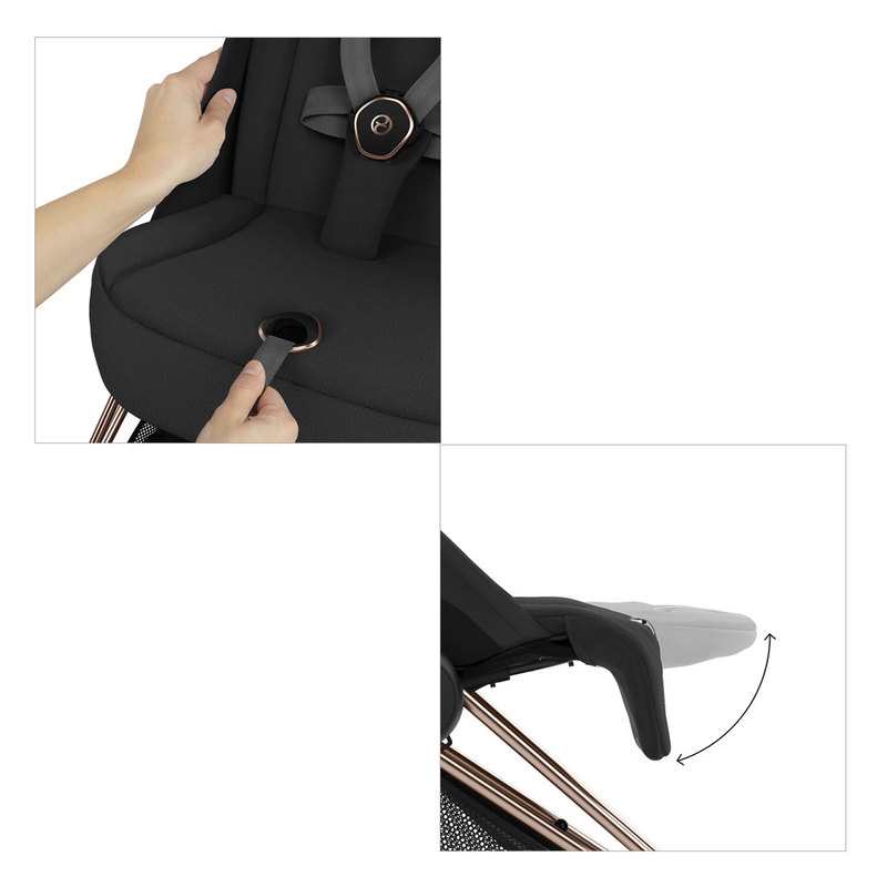 Poussette compacte Coya chassis noir assise Sepia Black Cybex