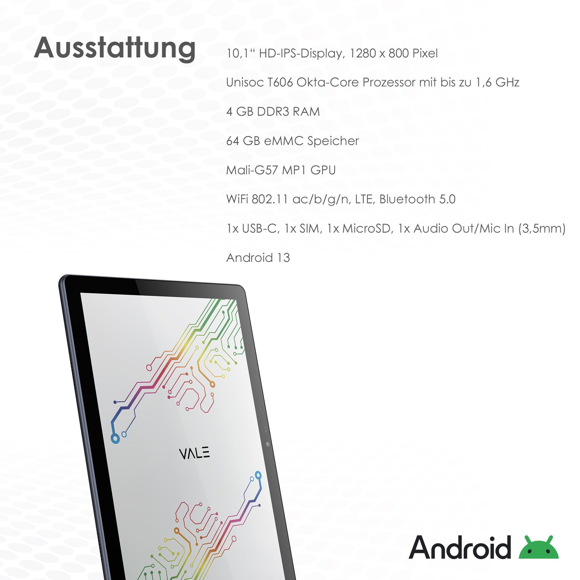 VALE V10E-LTE-464 Tablet mit LTE Tablet (10