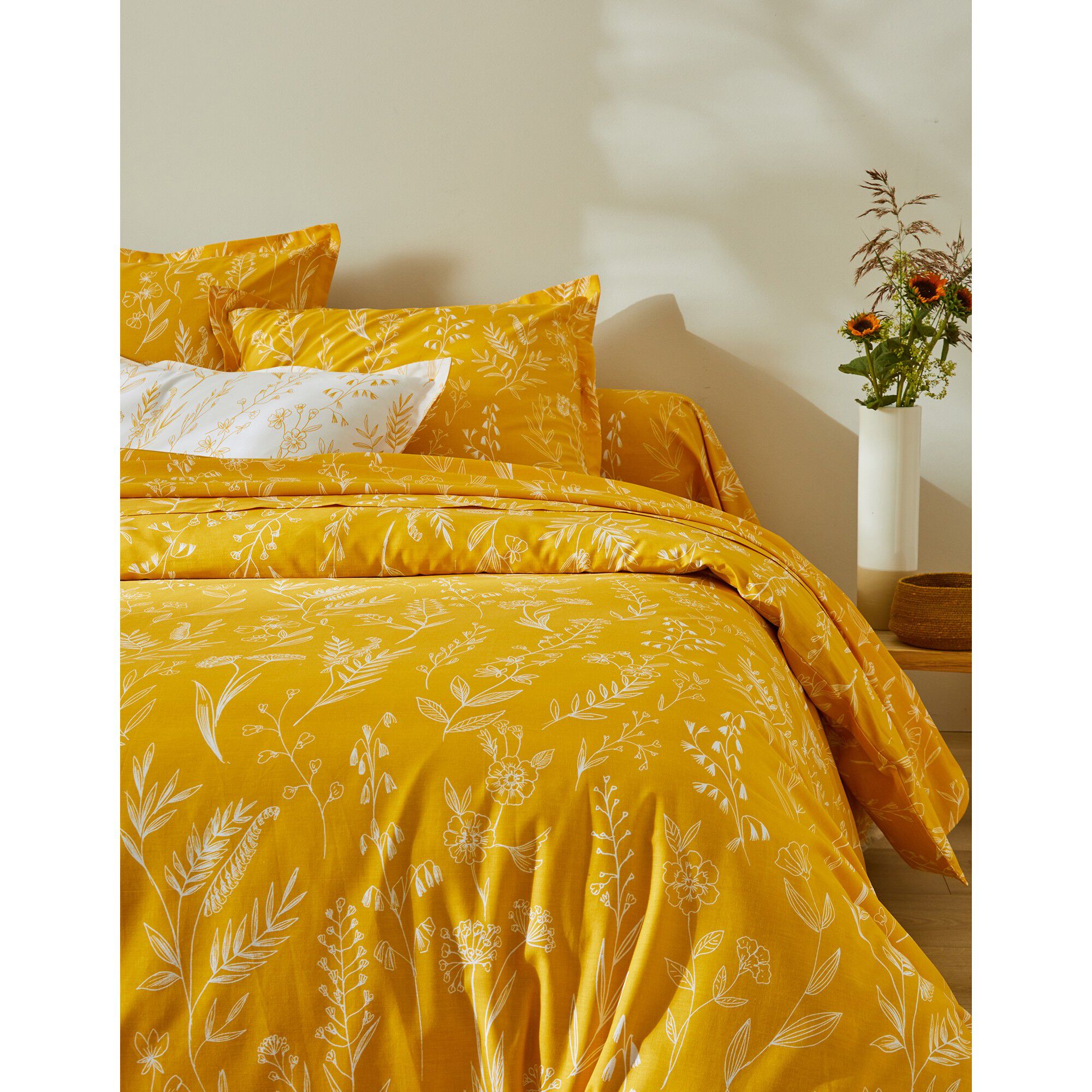 Linge de lit Alessia en coton imprimé fleuri