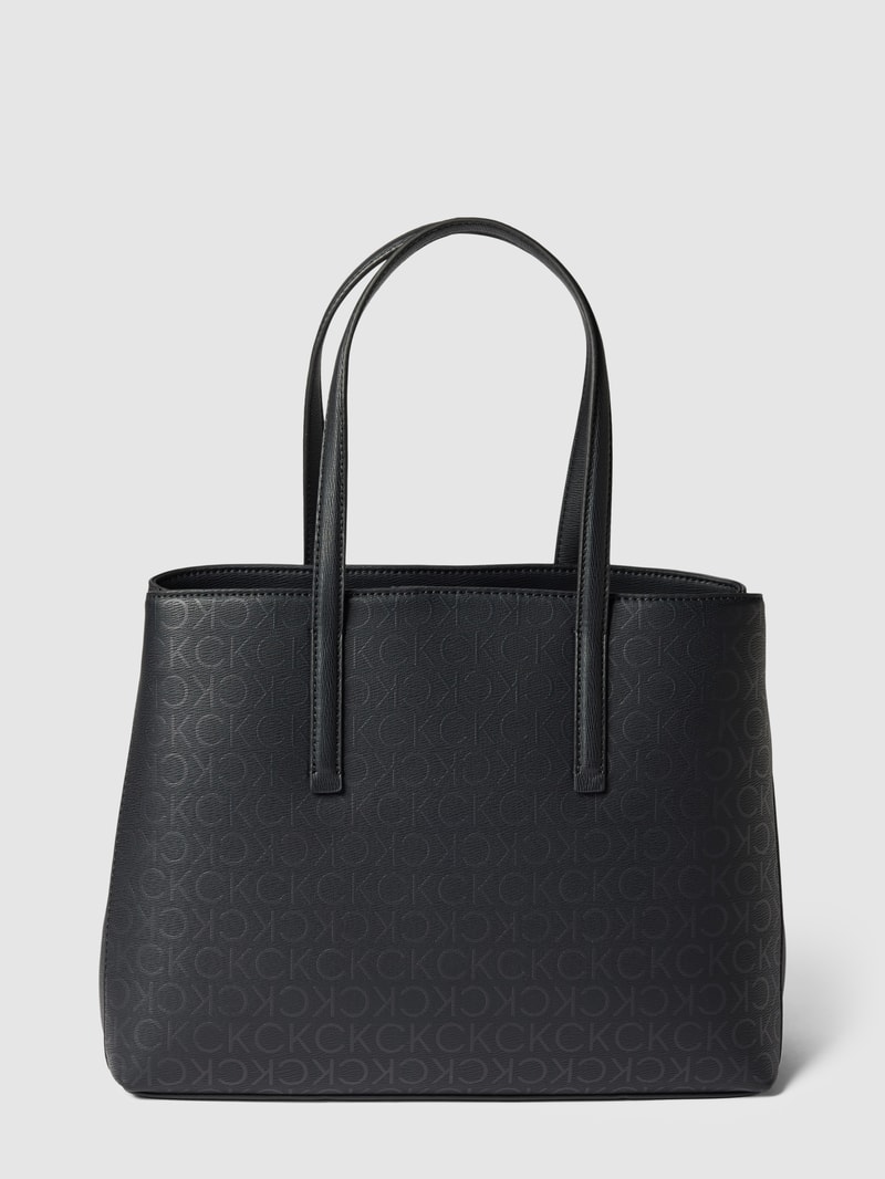 Tote Bag mit Allover-Logo in schwarz