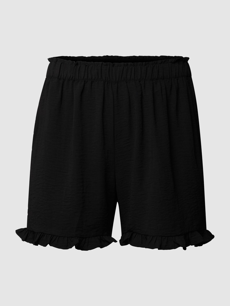 PLUS SIZE Shorts mit Volantsaum in schwarz