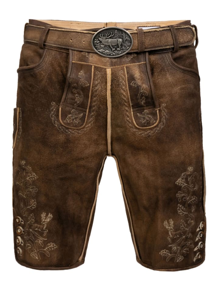 Edelnice Kurze Hirschlederhose Franz sämisch in dunkelbraun günstig kaufen