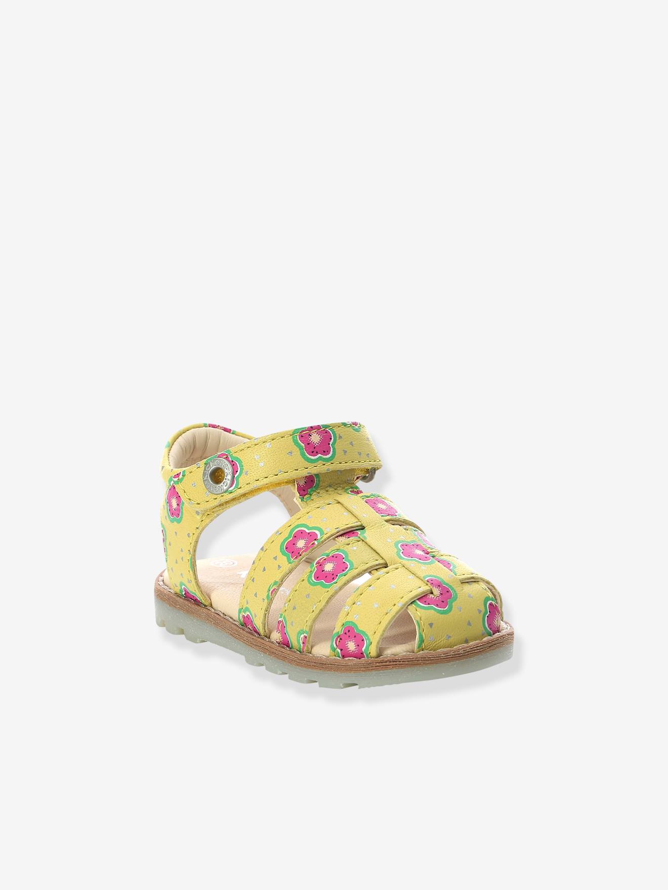 Sandales cuir bébé Nonosti Iconique Nonorally KICKERS® blanc casse flower