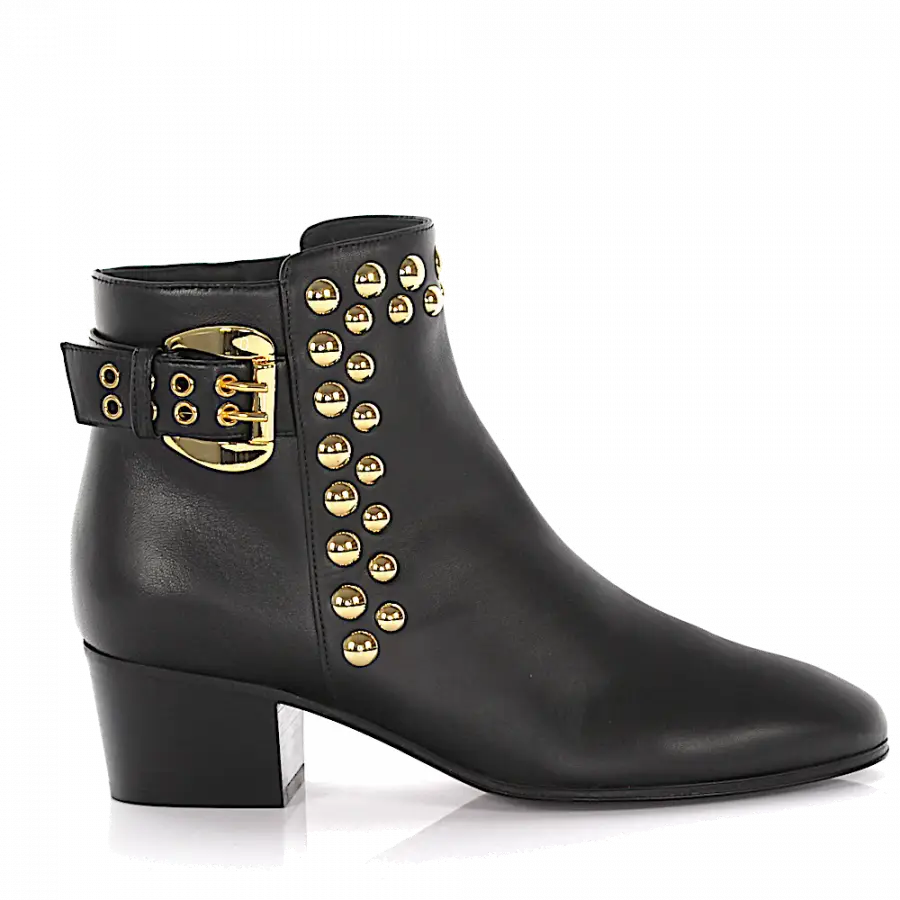 Giuseppe Zanotti - Stiefeletten Kalbsleder Nappaleder Nieten schwarz - schwarz