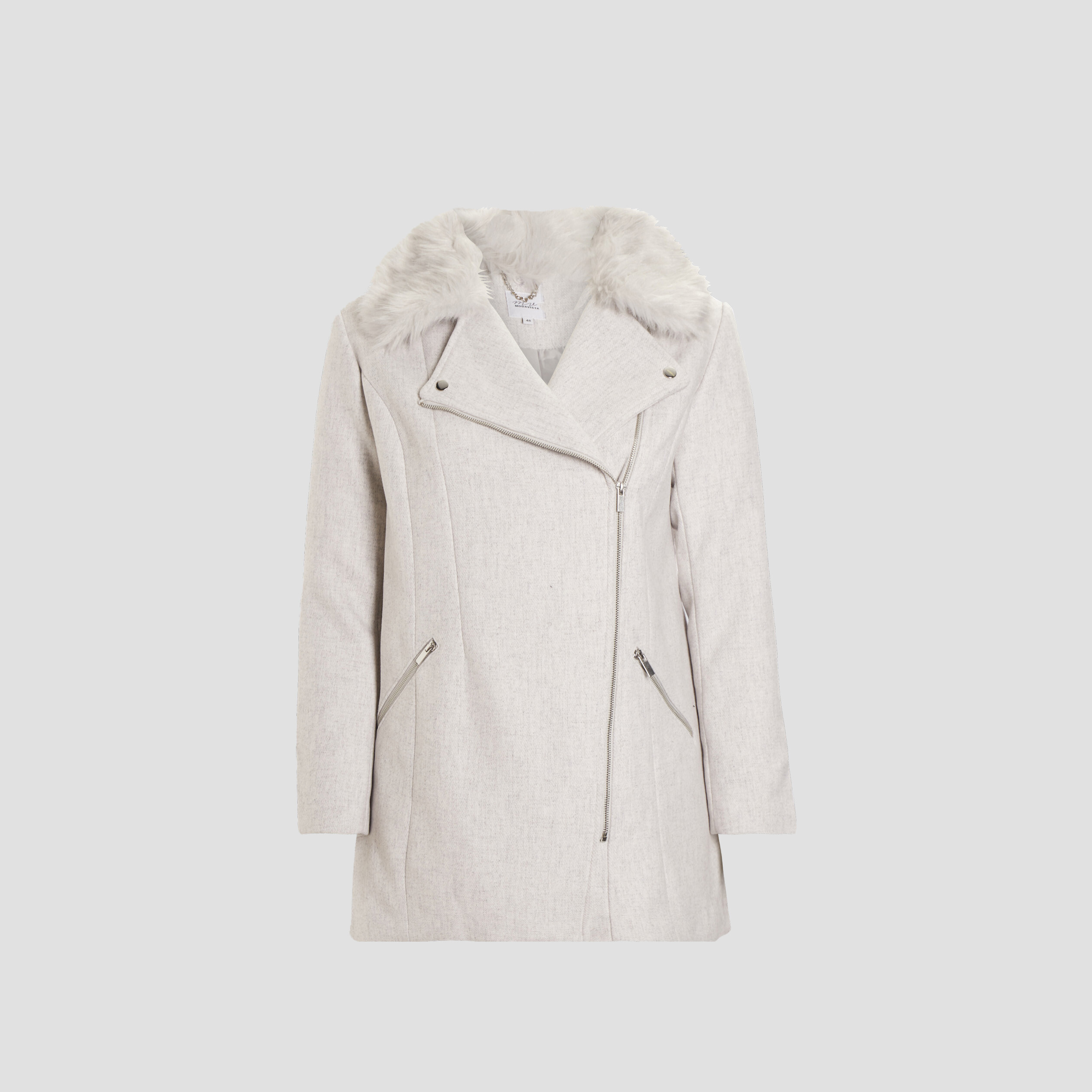 Manteau droit mi-long gris femme grande taille | La Halle