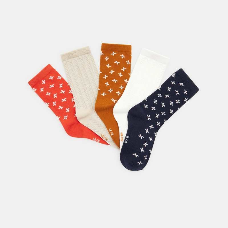 Chaussettes fantaisie (lot de 5) rouges fille