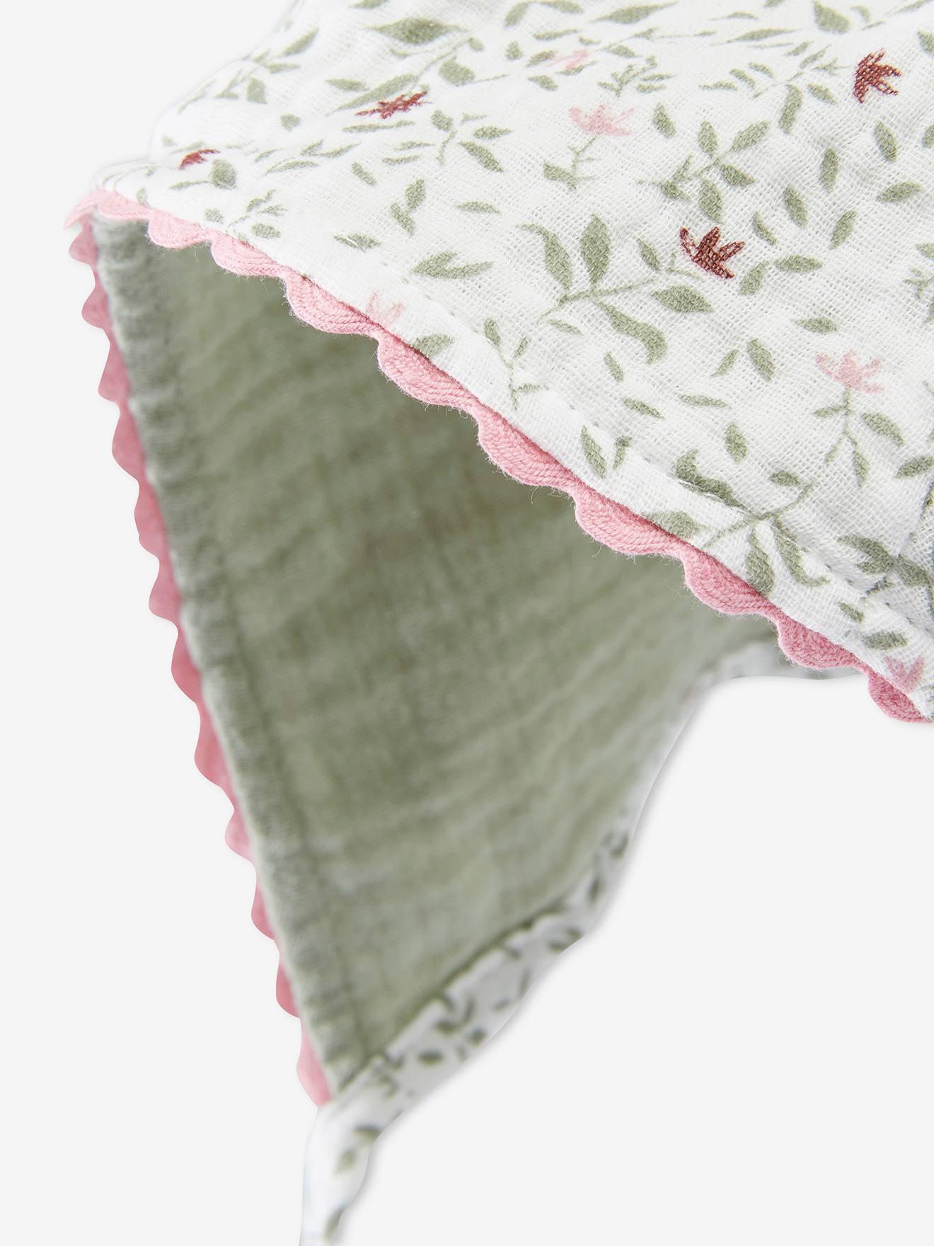 Bonnet forme capuche imprimé fleuri bébé fille ivoire imprimé
