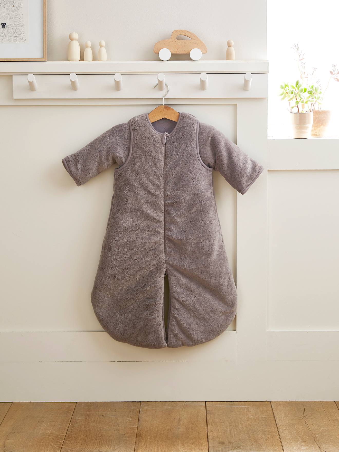 Vertbaudet 2-in-1 Baby Schlafsack und Overall aus Mikrofaser Oeko-Tex - taupe