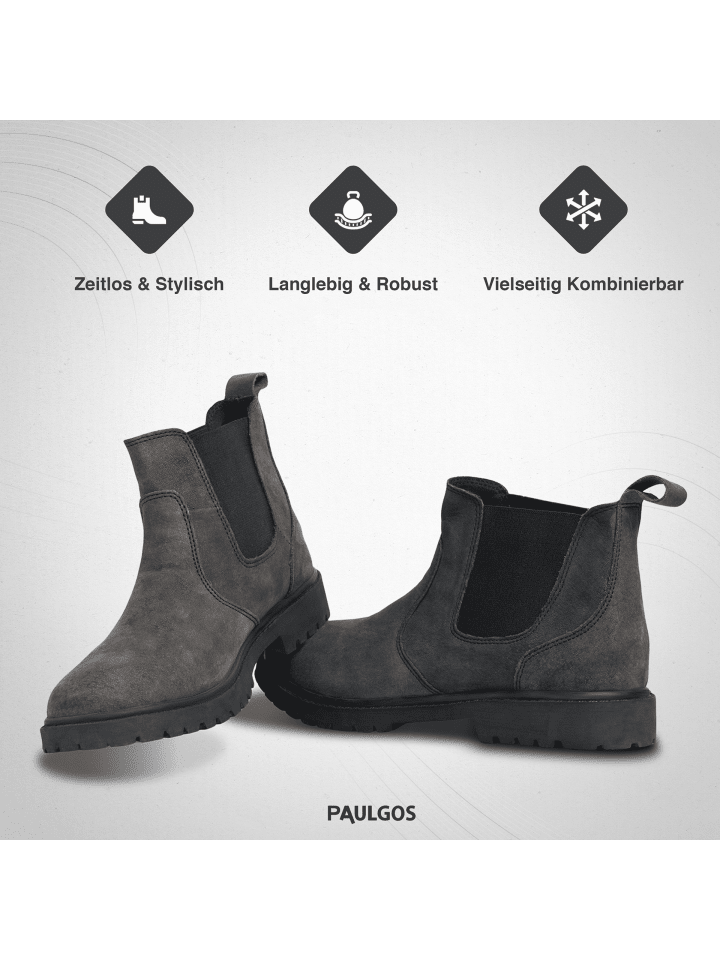 PAULGOS Herren Chelsea Boots, Stiefeletten, Schuhe in Dunkelgrau günstig kaufen