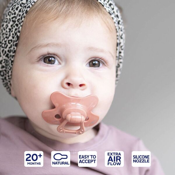 Difrax Natural 18 M Pacifier dark blue, grey, brown, ochre yellow, 4 pieces