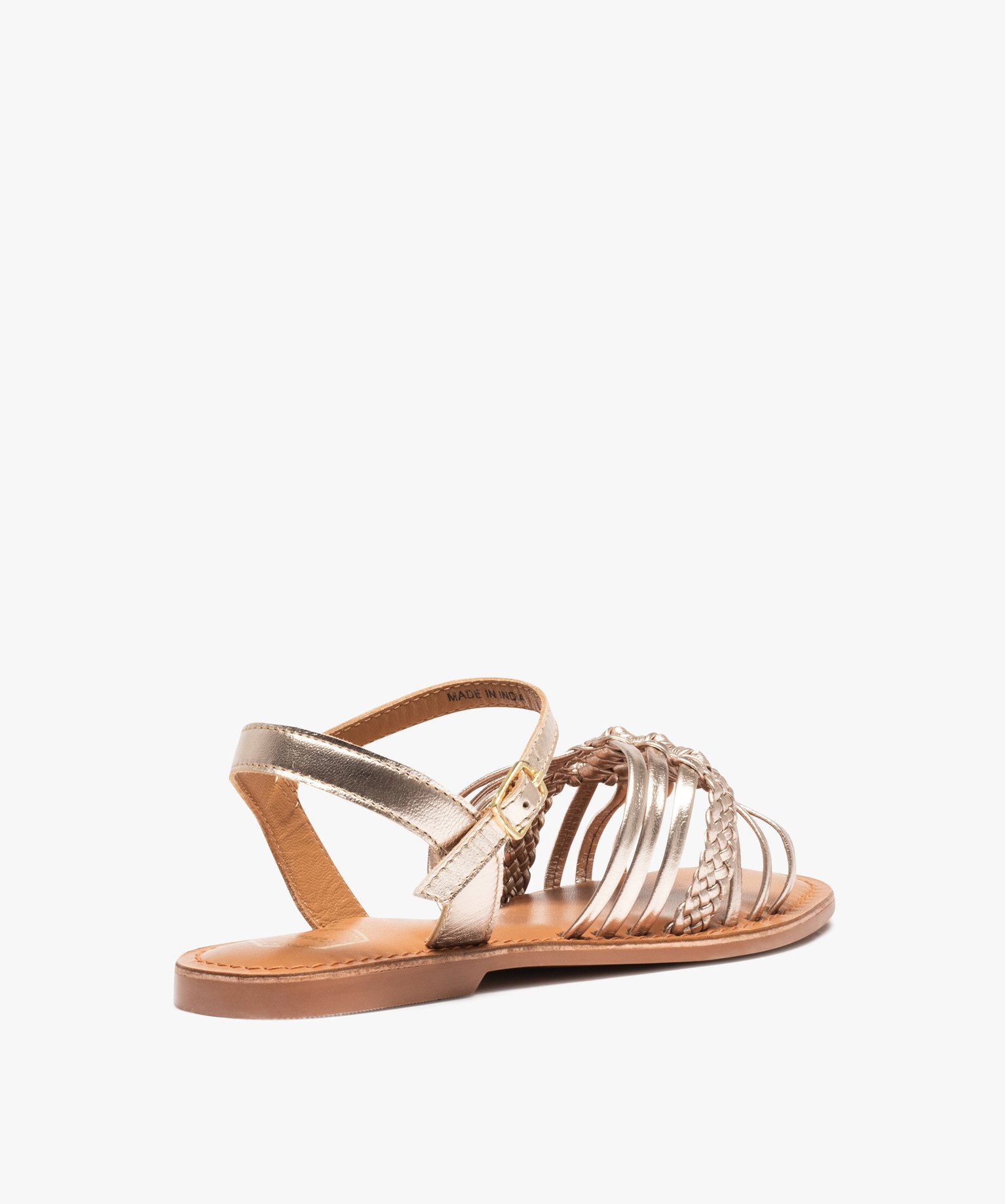 Sandales femme à fines brides métallisées en cuir - Tanéo or | GEMO
