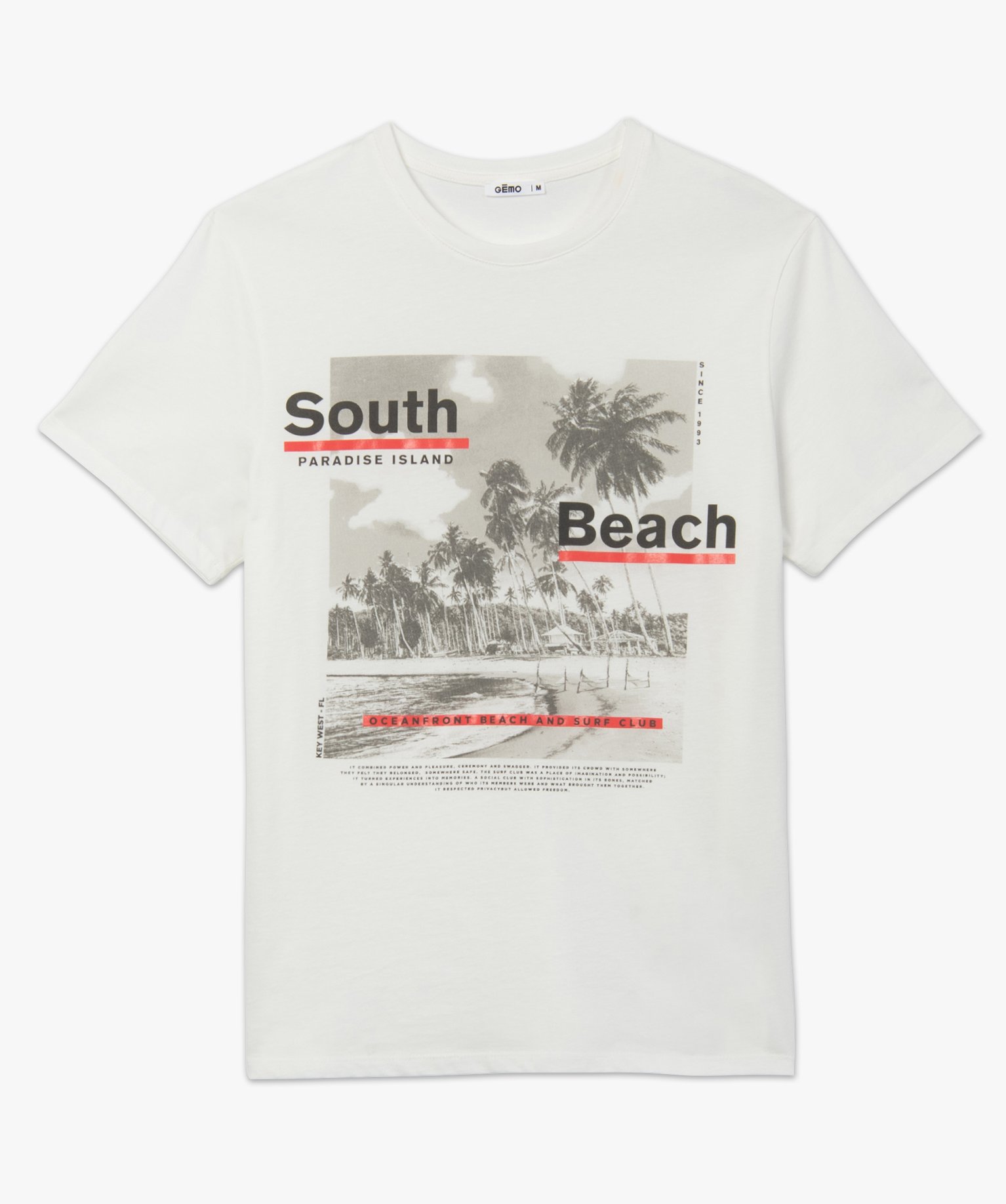 Tee-shirt homme à manches courtes motif plage blanc | GEMO