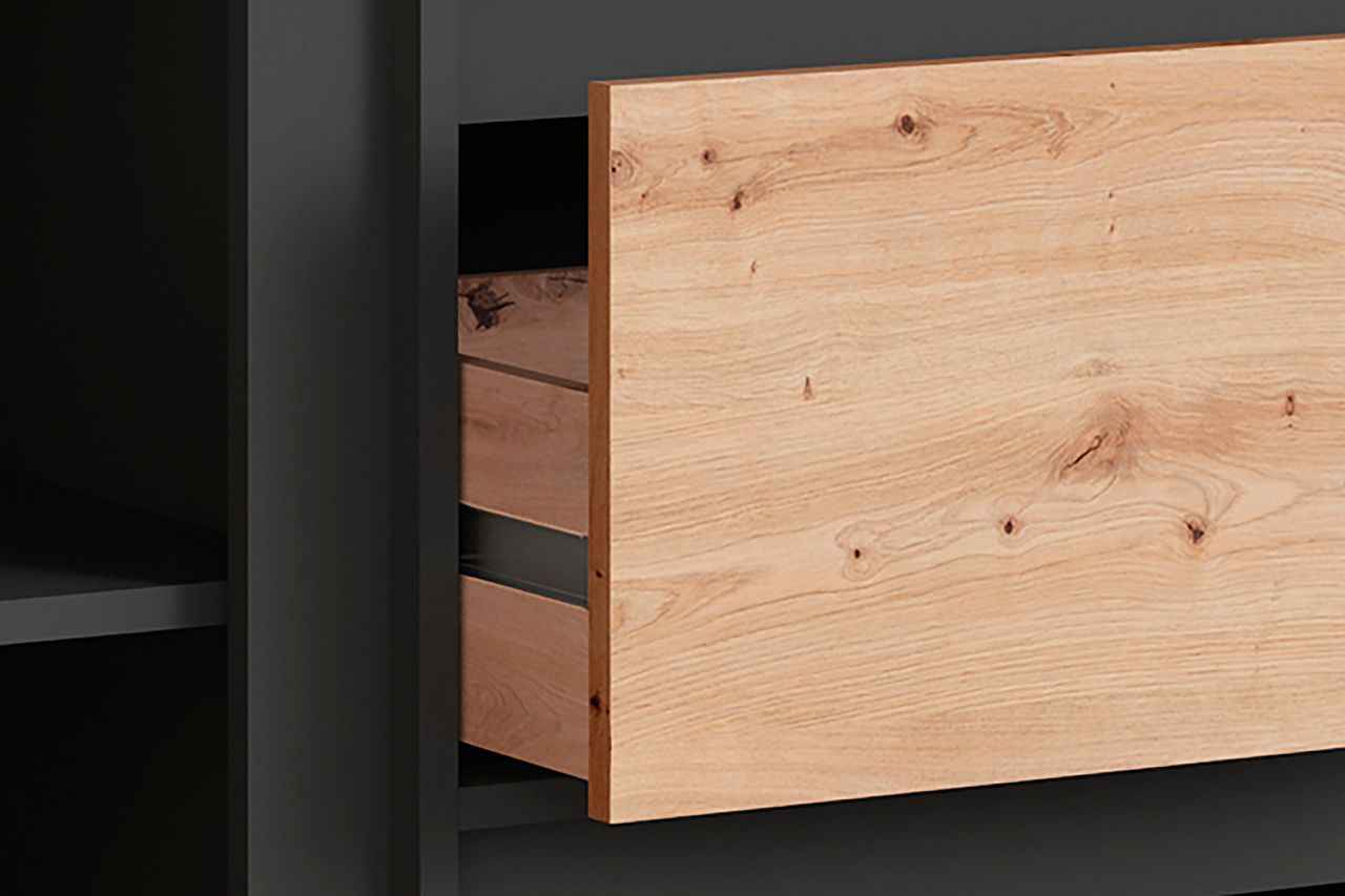 byLiving BLACKWOOD Sideboard, Breite 180 cm, anthrazit, Eiche-Optik
