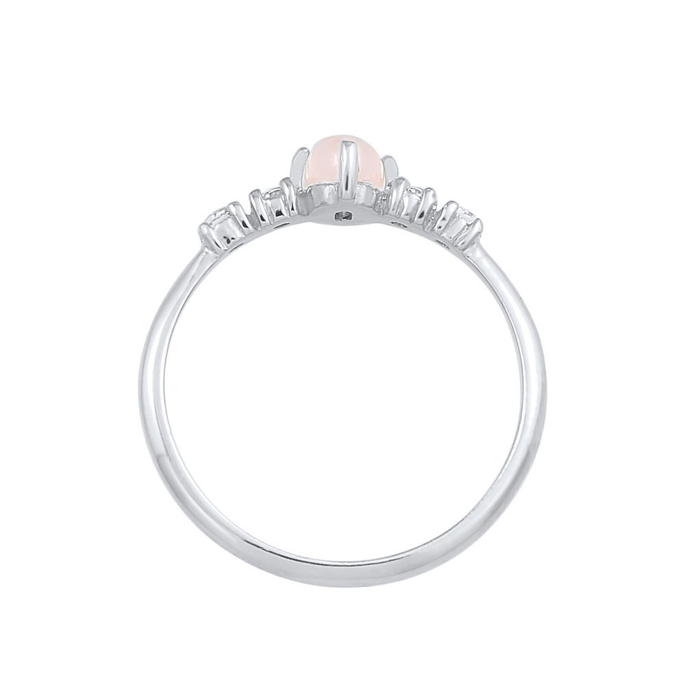 Elli PREMIUM Elli PREMIUM Bague Femmes Oval Engagement Elegant scintillant avec Quartz rose et Bague