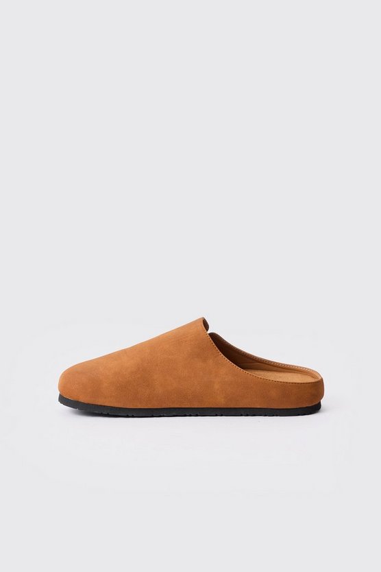 Braune Mules aus Wildlederimitat