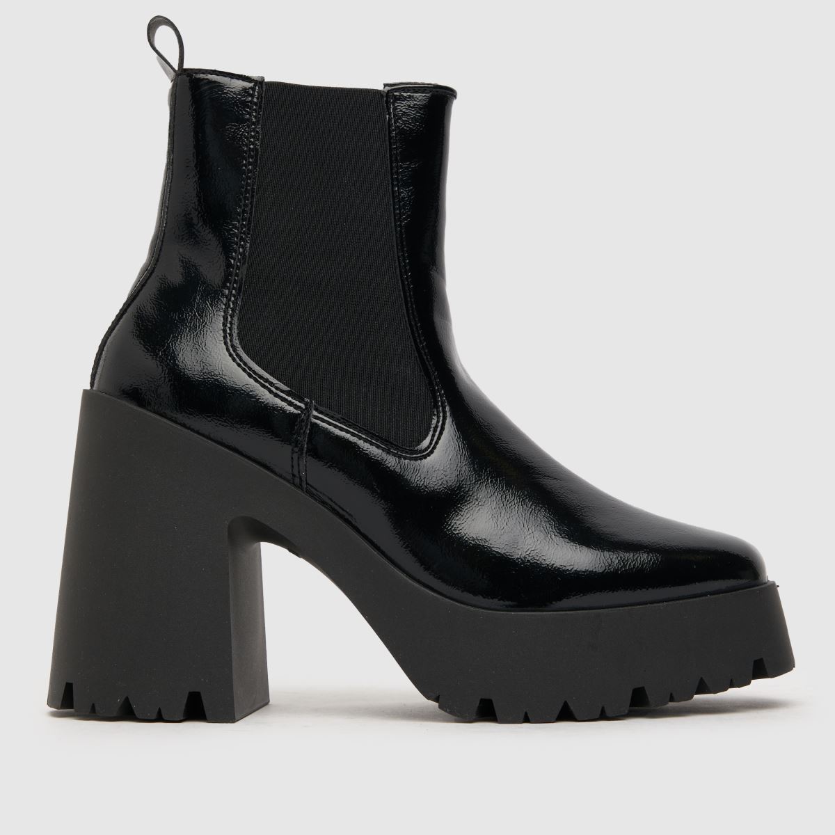 Schuh Anna lakk platformos chelsea csizma fekete színben